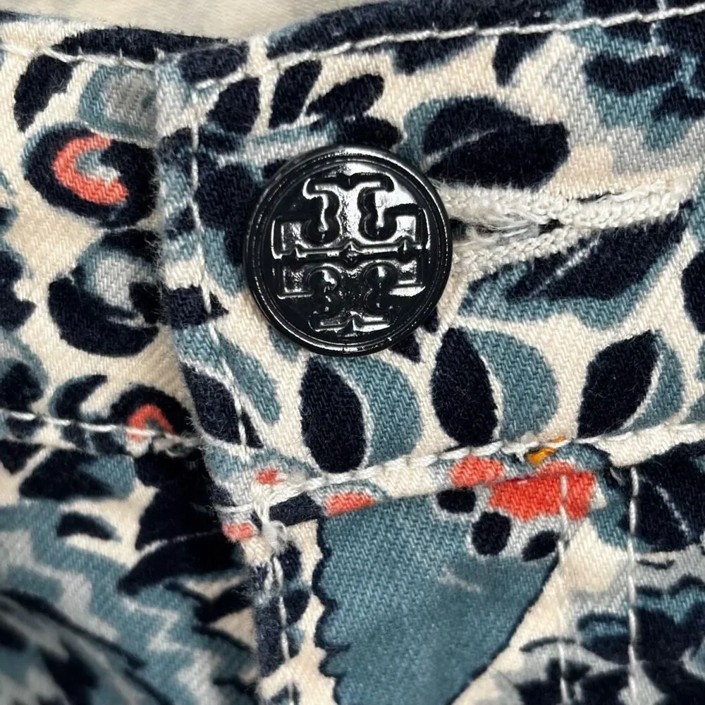 Tory Burch Emmy Ankle Floral Butterfly Print Jeans Blue/Black/Pink Size‎ 29